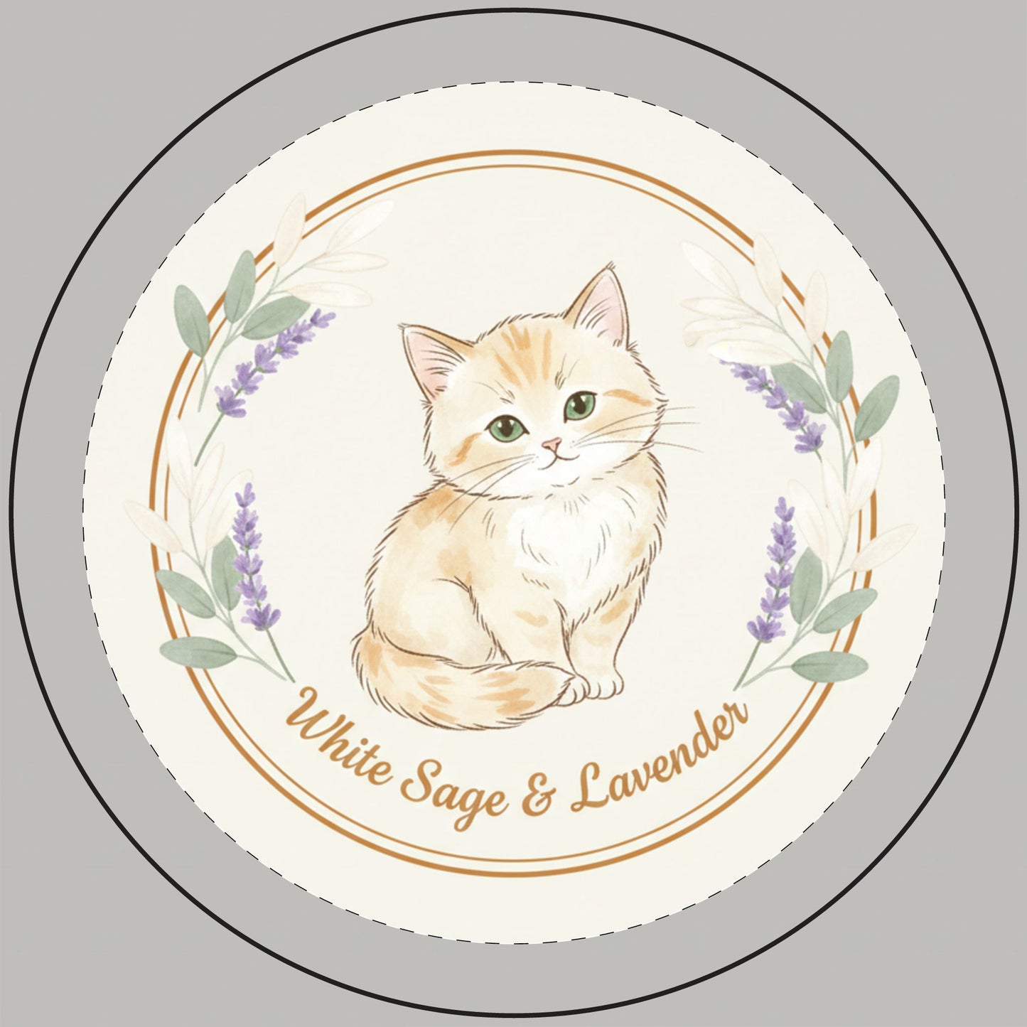 White Sage & Lavender Soy Candle — 14oz Engraved Pet-Lover Gift (Cute Kitten & Flowers)