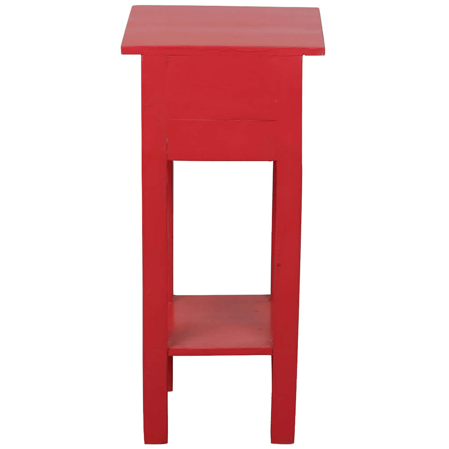 Cottage Chic Distressed Red Solid Wood Narrow Side Table-4