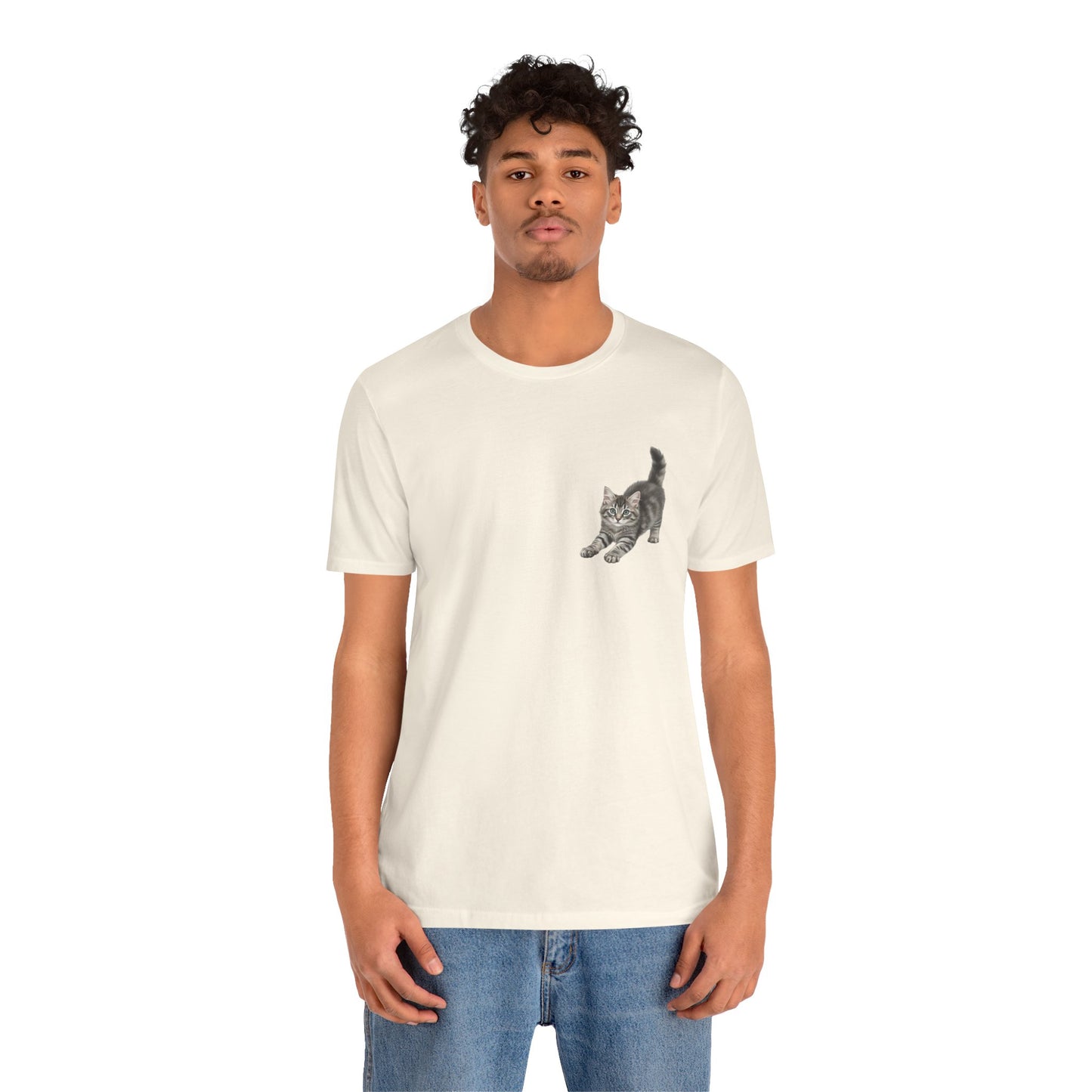 Playful Kitten Pounce Illustration Tee | Carmen Collection Cat Drawing