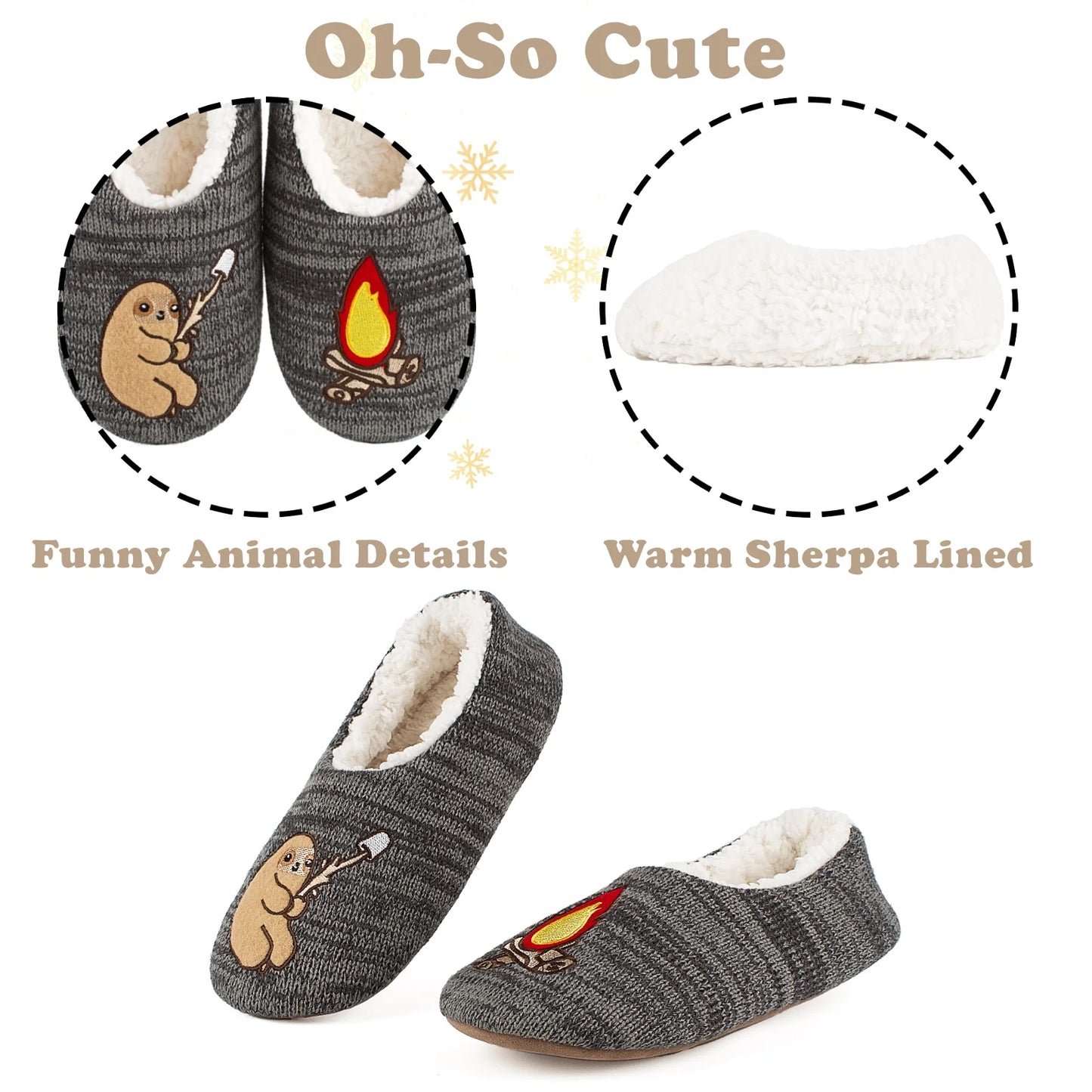 Cute Fuzzy Animal Slippers for Women Girls Teens Kids, Warm Fluffy Bedroom Socks Indoor, Cozy House Shoes Non-Slip Grip Soles, Winter Funny Gifts Unique