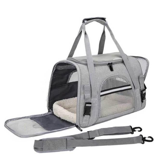 Foldable Portable Pet Carrier Bag - Comfortable Travel Solution For Cats And Dogs