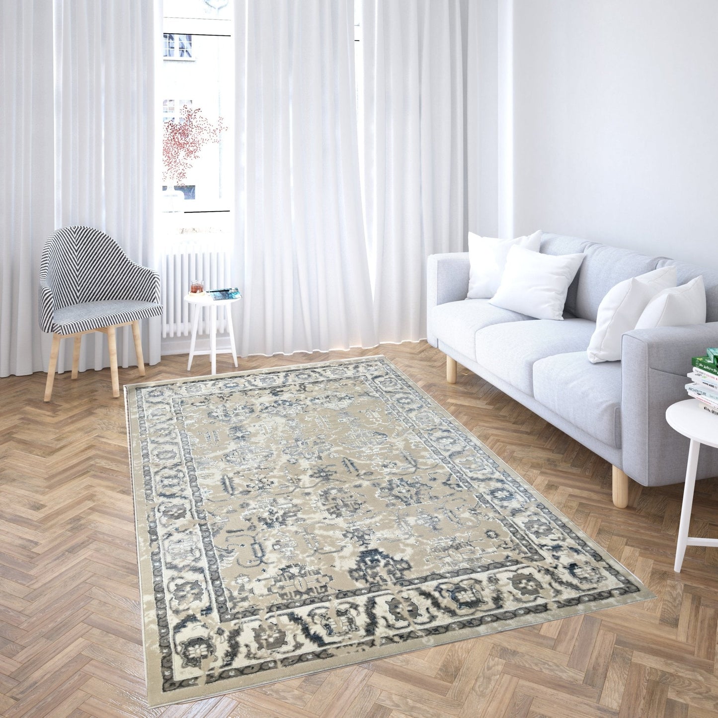Canvello Area Rugs Premium Rugs for Living Room, Bedroom, Home Dining, Ivory, Grey, Beige, Blue