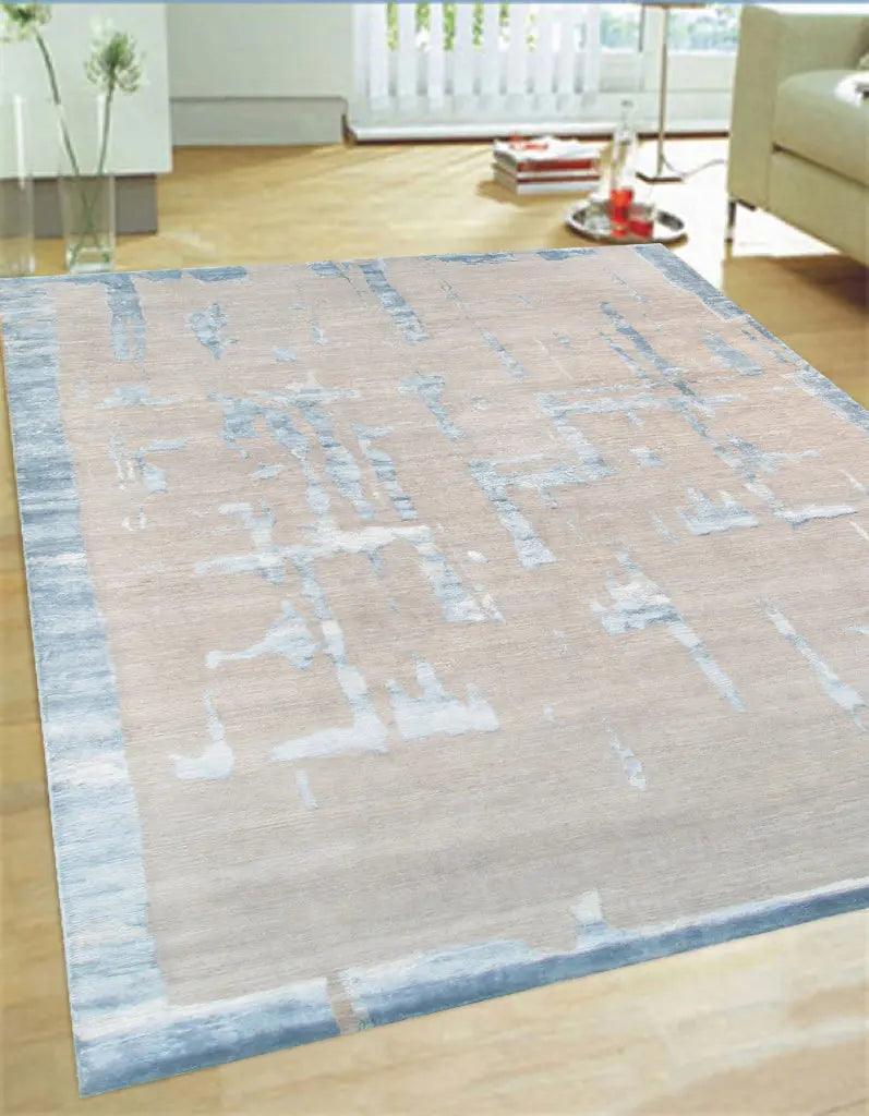 Canvello Hand-Knotted Silk Light Blue Area Rugs - 9' X 12'