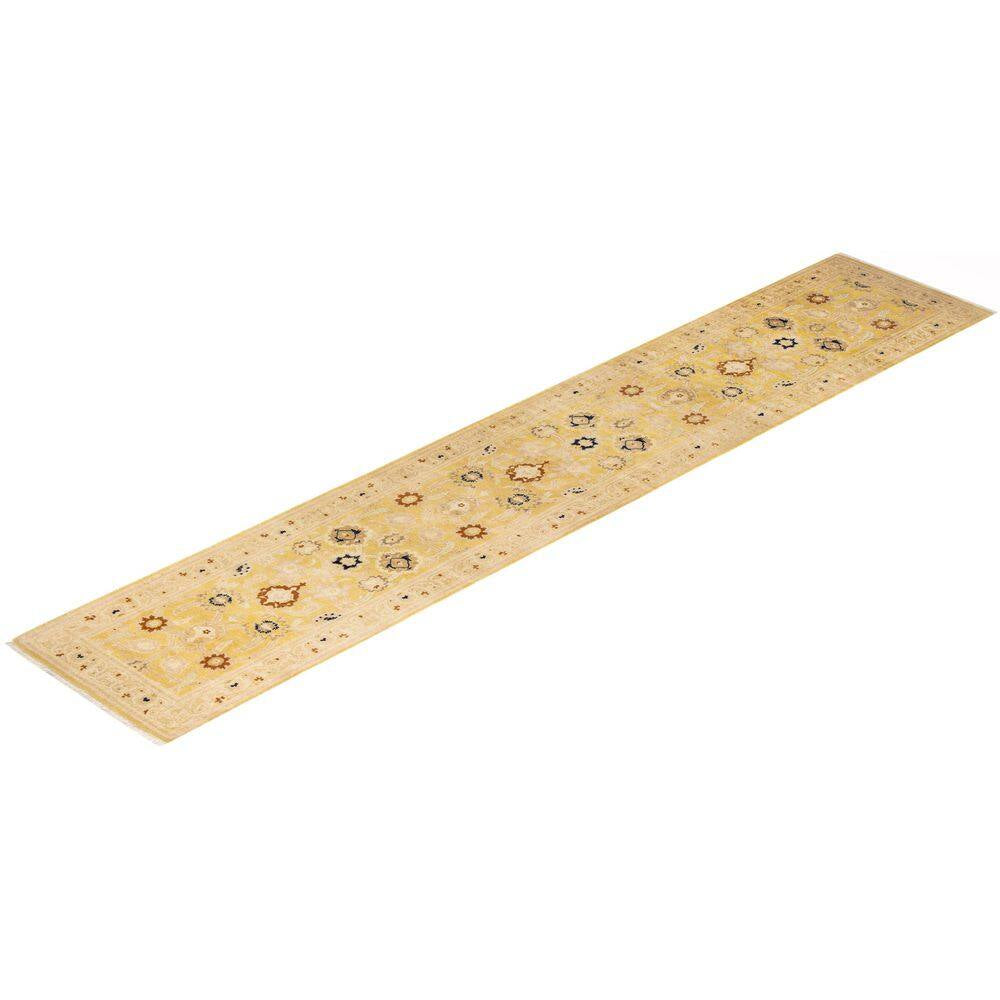 Eclectic Green 2 Ft. X 13 Ft. Floral Wool Indoor Runner Rug
