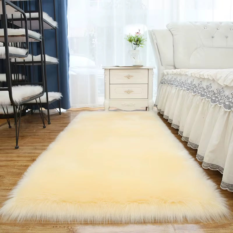 Living Room Fur Carpet Plush Soft Sheepskin Floor Mats Modern Home Decor Bedroom Blankets Imitation Wool Pad White Rugs Doormat