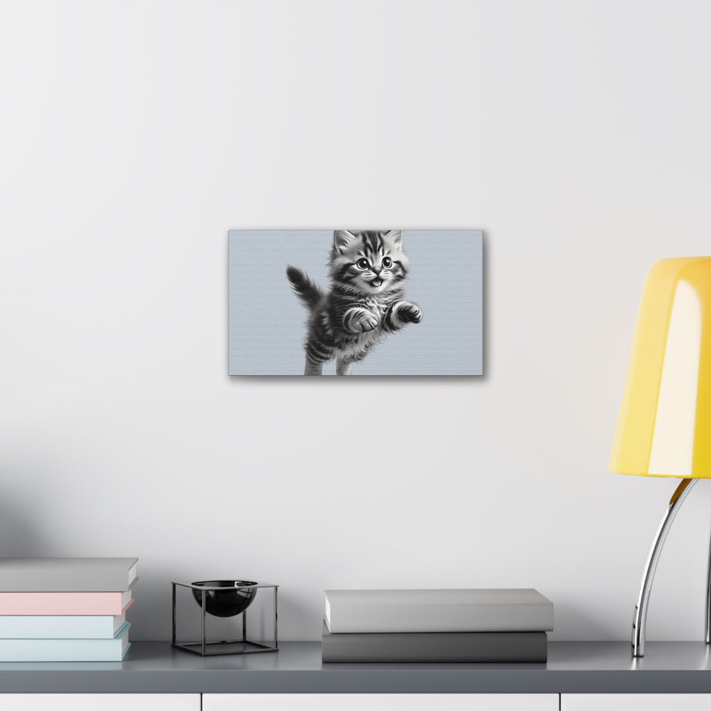 Playful tabby Kitten Canvas- Sage Collection- Bestie Best Decor Collection