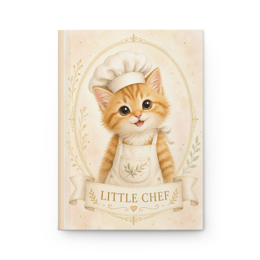 Little Chef Kitten Orange Kitten Portrait Hardcover Journal | Cute Cat Chef Notebook- Bestie Best Journal Collection