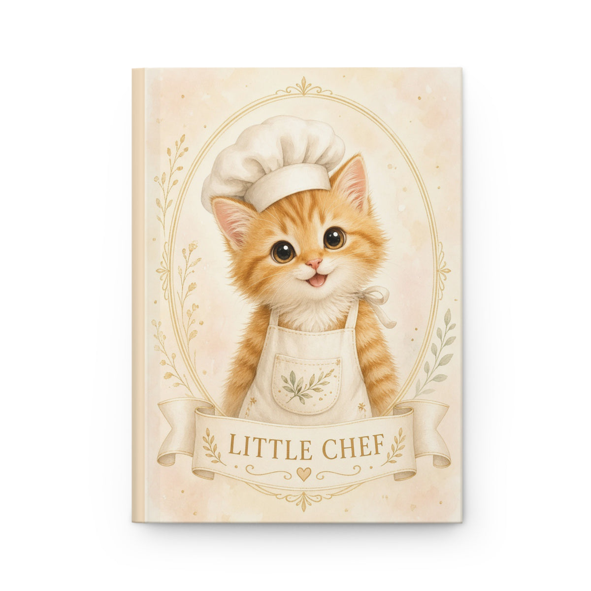 Little Chef Kitten Orange Kitten Portrait Hardcover Journal | Cute Cat Chef Notebook- Bestie Best Journal Collection