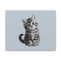 Gray Tabby Kitten Illustration Canvas- Bestie Best Decor Collection- Sage Collection