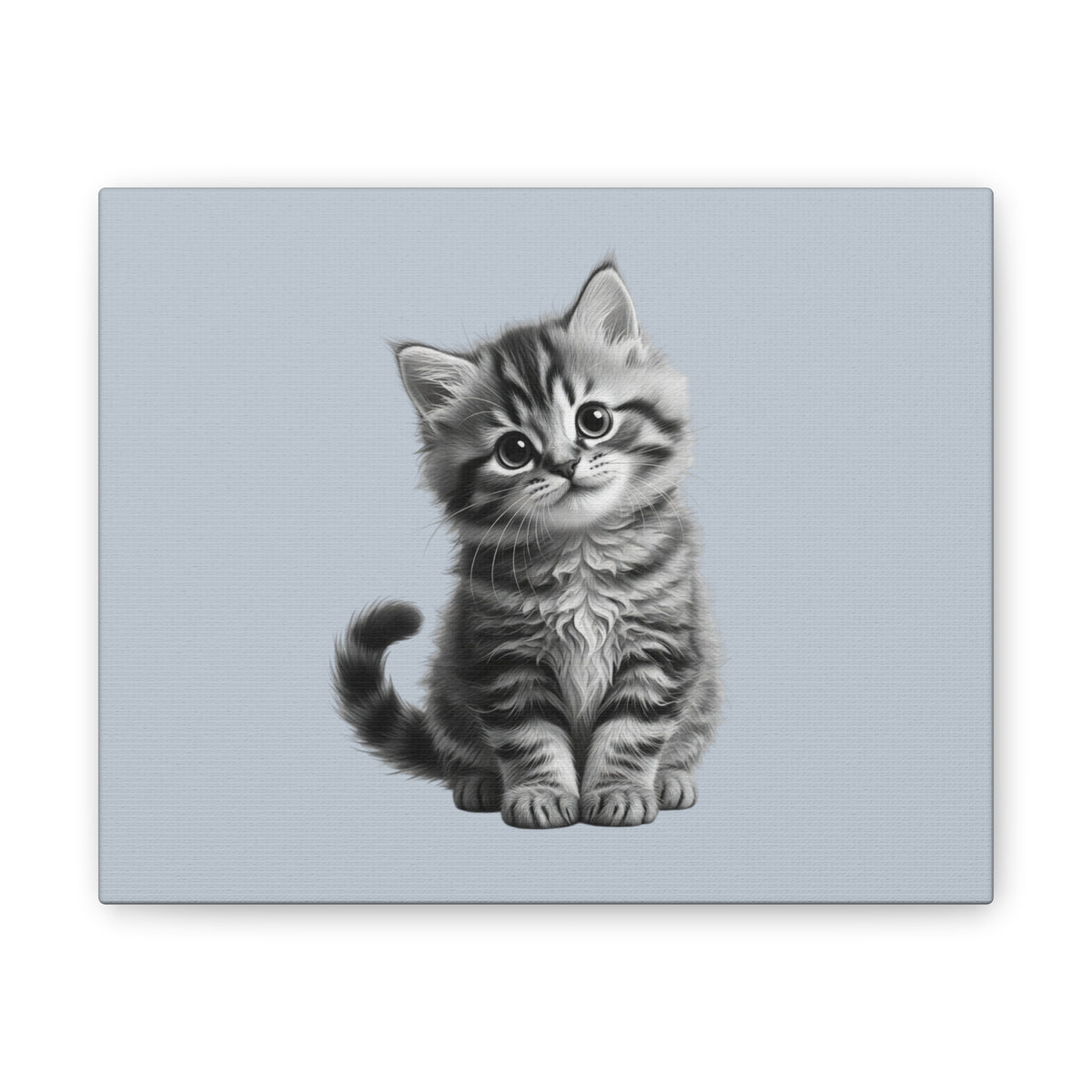 Gray Tabby Kitten Illustration Canvas- Bestie Best Decor Collection- Sage Collection