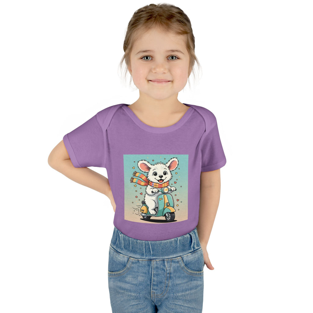 Cute Puppy & his Scooter- Infant Baby Rib Bodysuit- Unisex