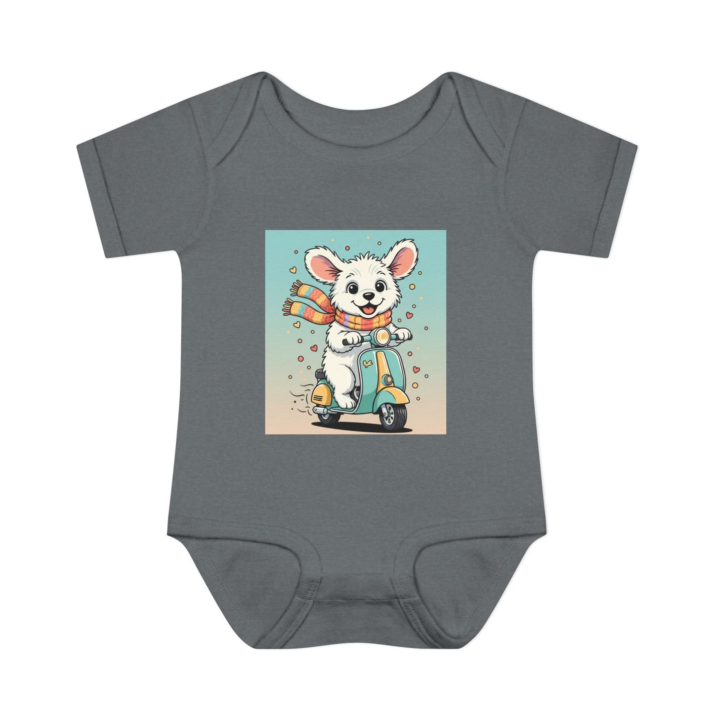 Cute Puppy & his Scooter- Infant Baby Rib Bodysuit- Unisex