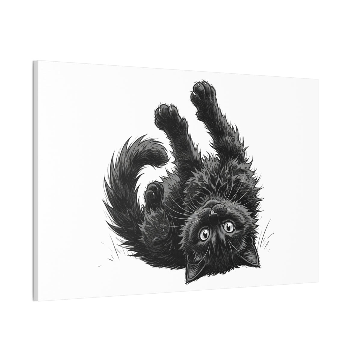 Playful Fluffy Black Kitten Canvas- Twixie Collection- Bestie Best Decor Collection
