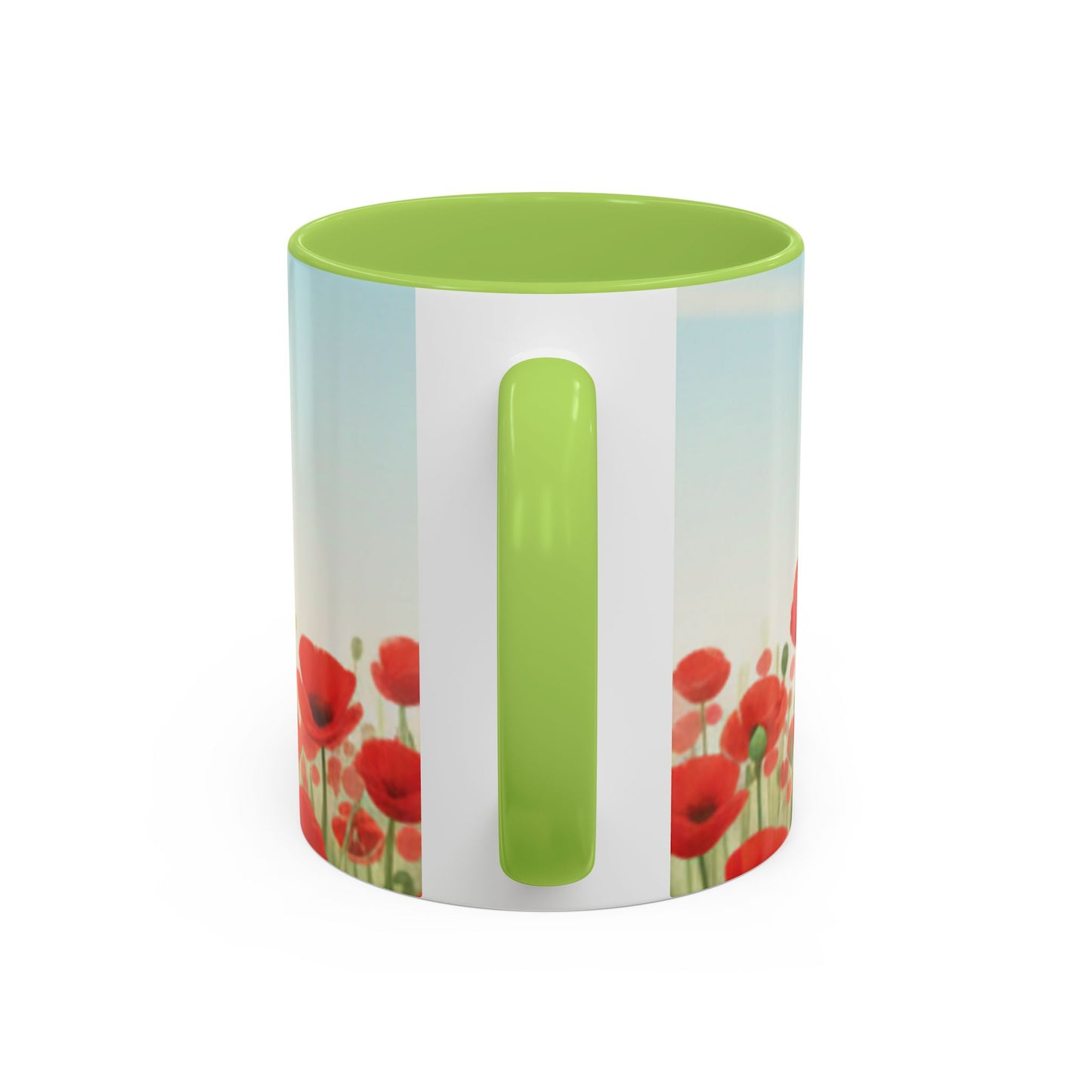 Poppy Field Accent Coffee Mug — Floral 11/15oz Ceramic Morning Cup Bright Uplifting
