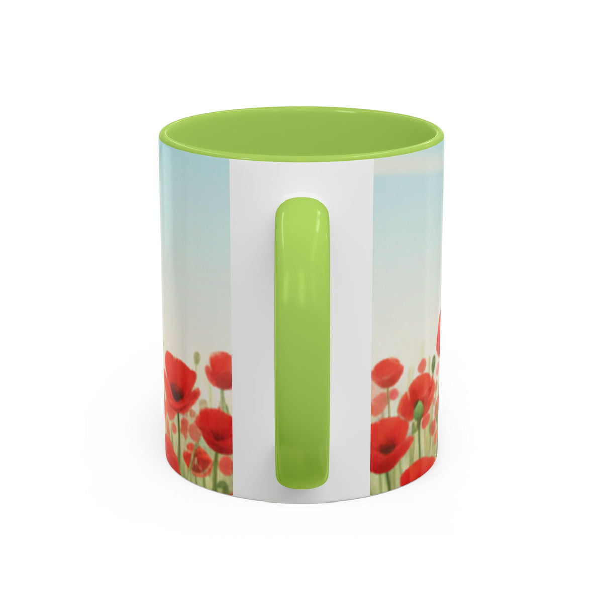 Poppy Field Accent Coffee Mug — Floral 11/15oz Ceramic Morning Cup Bright Uplifting