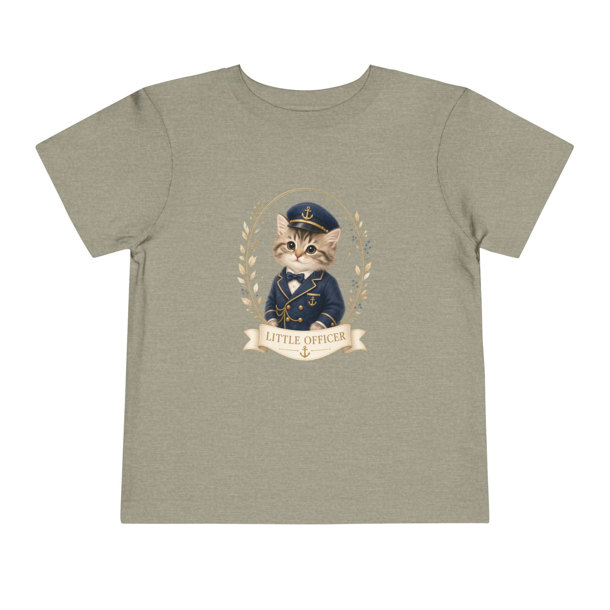 Little Officer Cat toddler tee | kitten captain illustration- Carmen Collection- Bestie Best Luxury Collection