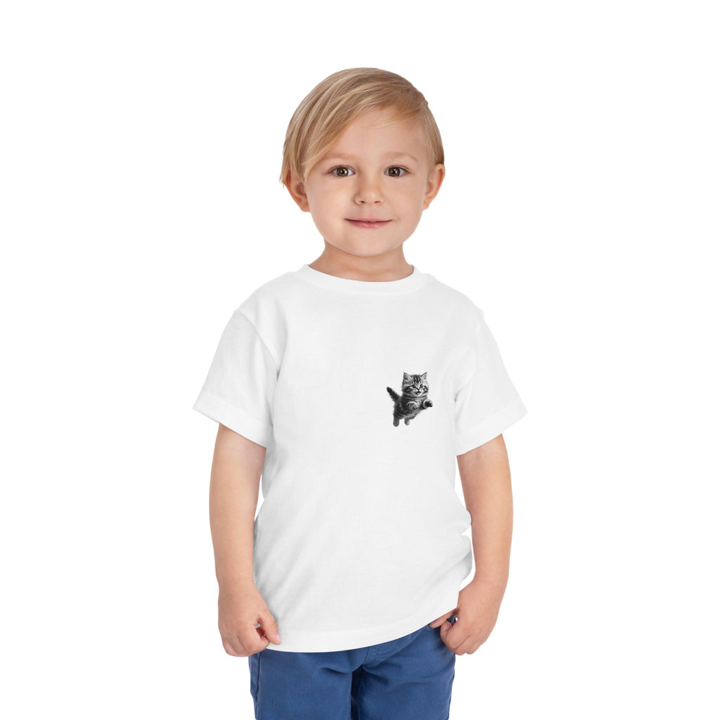 Playful Fluffy Tabby Kitten Graphic Toddler Tee | Cute Cat Illustration- Sage Collection- Bestie Best Collection