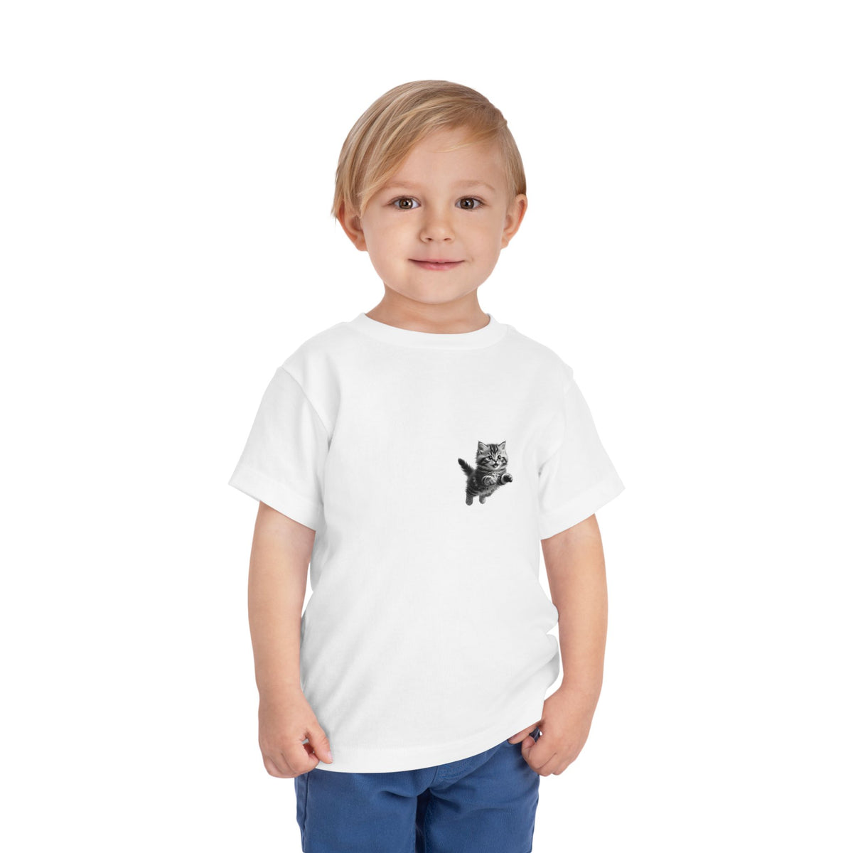 Playful Fluffy Tabby Kitten Graphic Toddler Tee | Cute Cat Illustration- Sage Collection- Bestie Best Collection