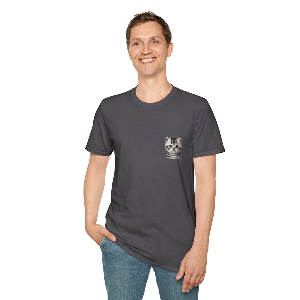 Proper Kitten Portrait T-Shirt | Small Chest Pocket Illustration- Bestie Best Collection