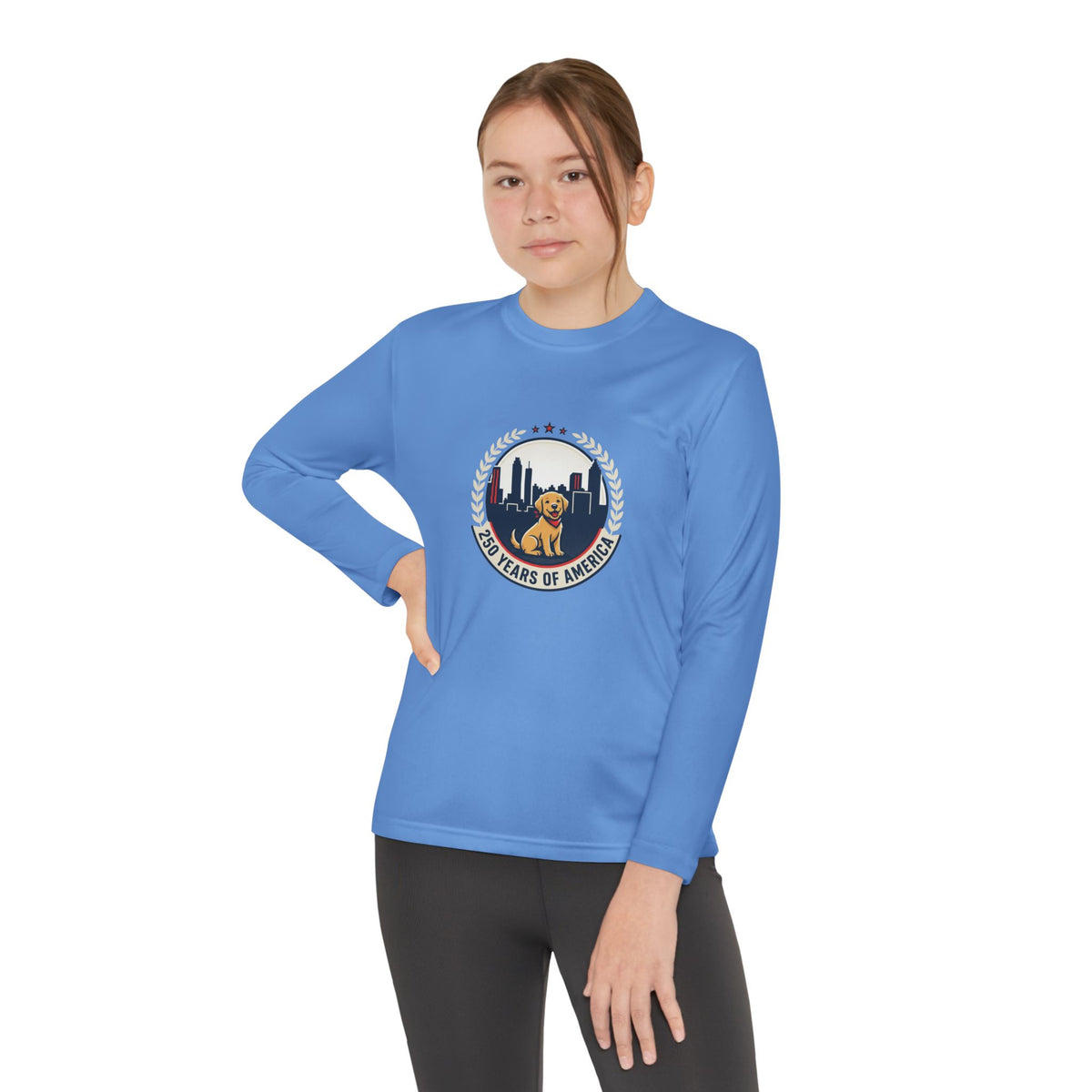 250 Years Celebration With Labrador in City Atlanta Skyline Tee | Youth Long Sleeve