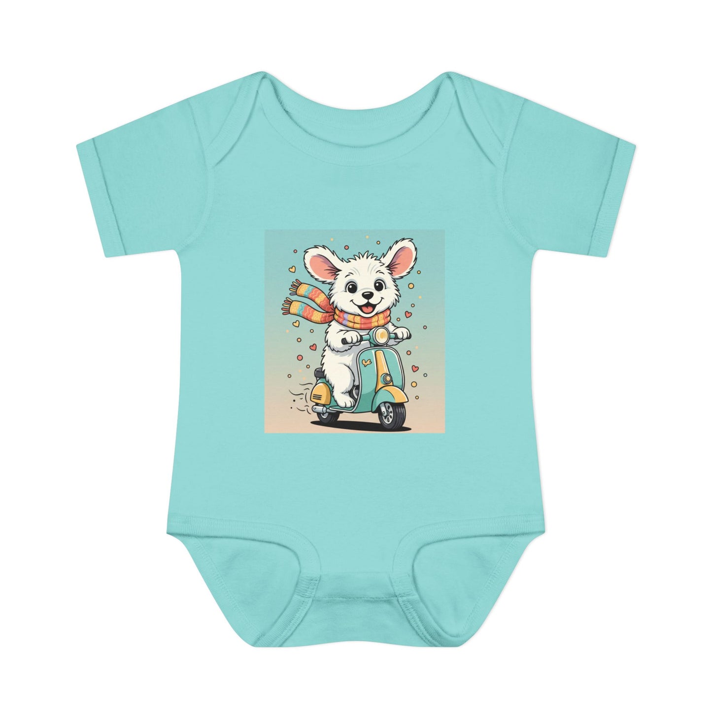 Cute Puppy & his Scooter- Infant Baby Rib Bodysuit- Unisex