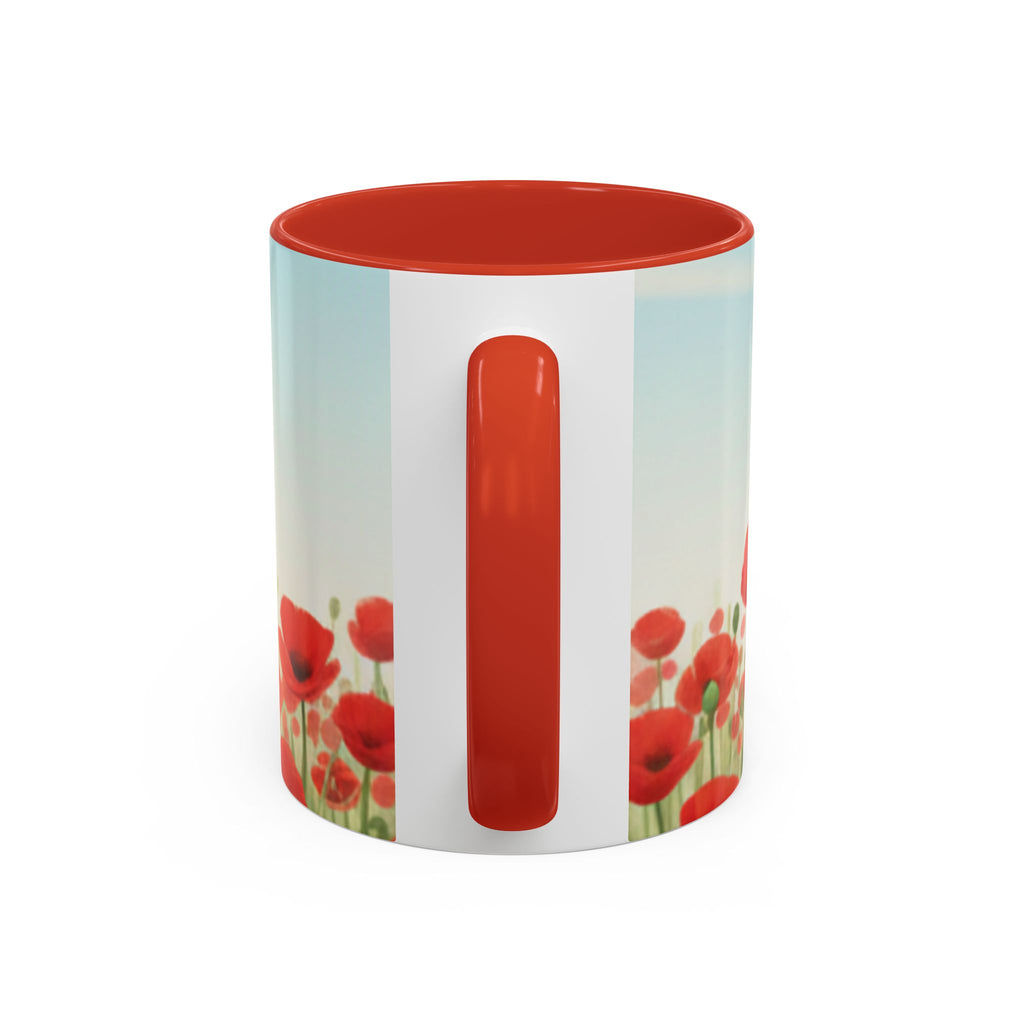 Poppy Field Accent Coffee Mug — Floral 11/15oz Ceramic Morning Cup Bright Uplifting