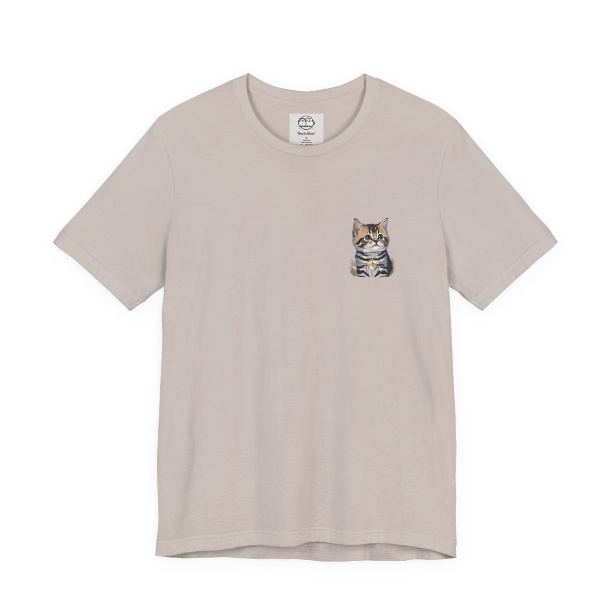 Main Coon Cat Pocket Art T-Shirt | Small Chest Cat Illustration- Bestie Best Collection