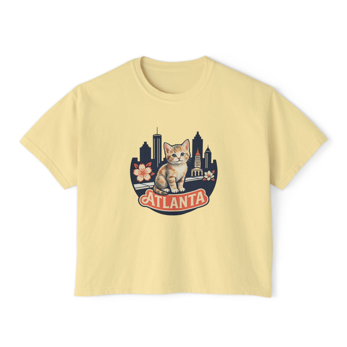 Atlanta Skyline Cat Tee | Peachy Retro City Cat Shirt