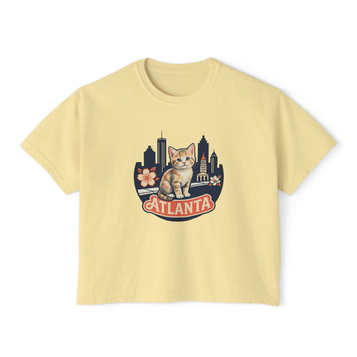 Atlanta Skyline Cat Tee | Peachy Retro City Cat Shirt