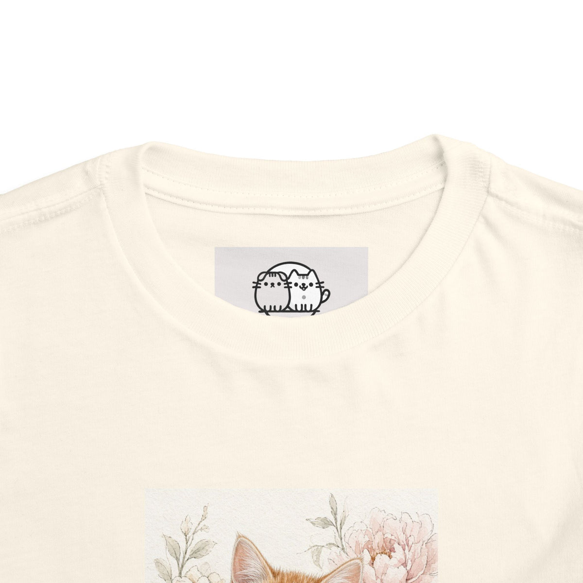 Adorable Orange Kitten Toddler Tee | Floral Cat Painting- Vienna Collection