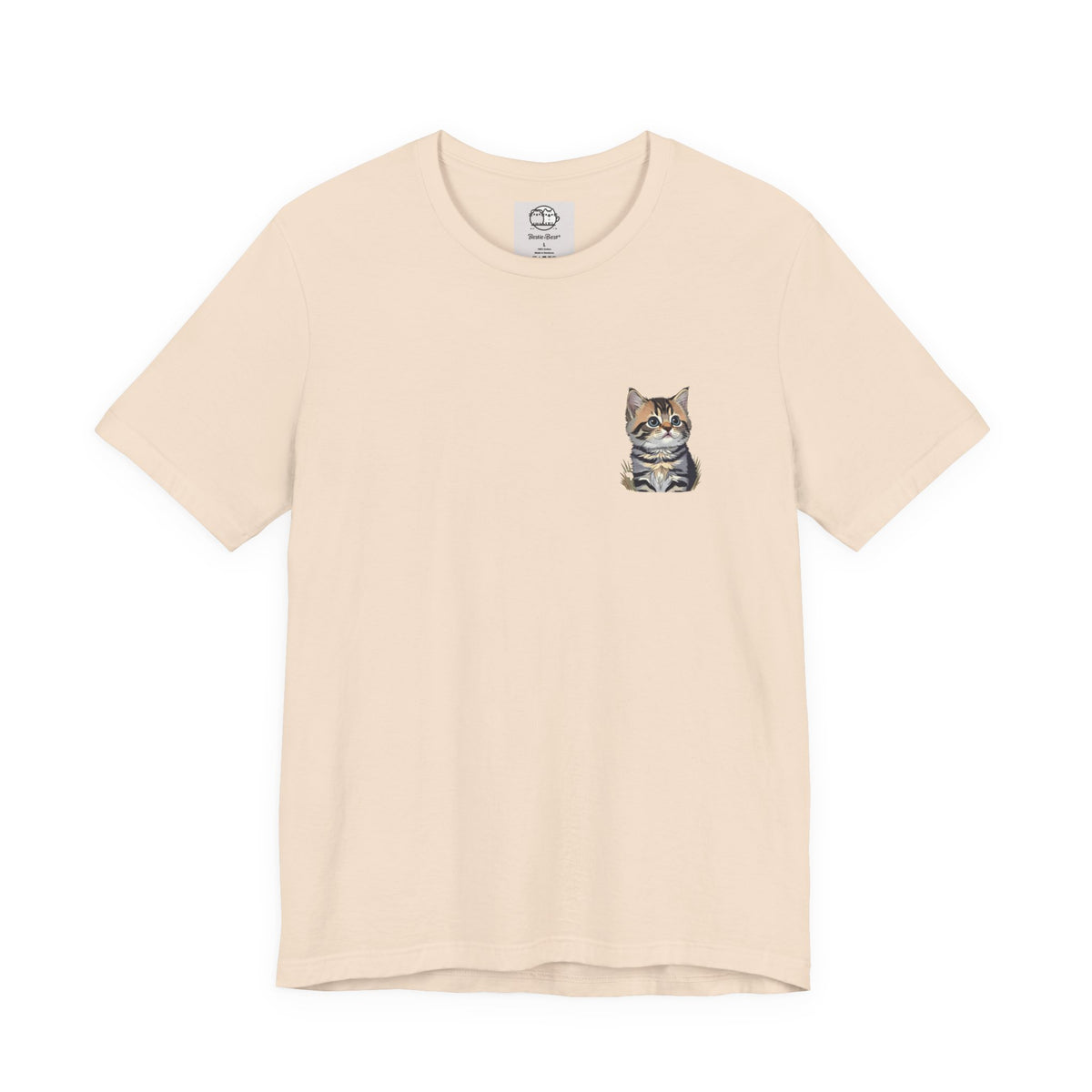 Main Coon Cat Pocket Art T-Shirt | Small Chest Cat Illustration- Bestie Best Collection