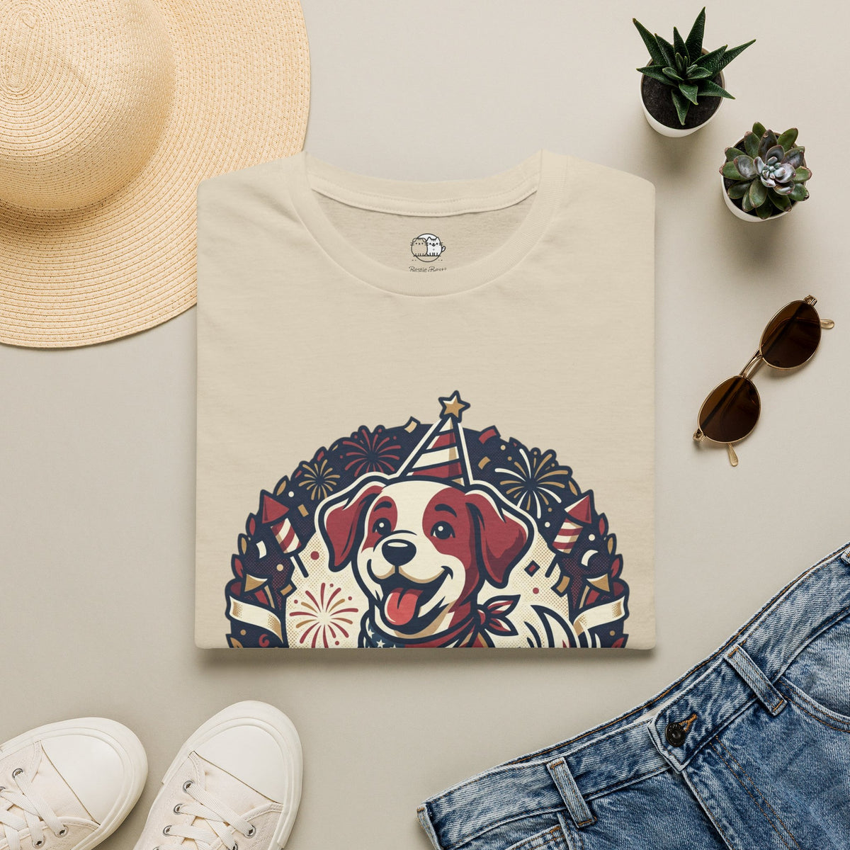 Patriotic Party Dog T-Shirt | 250 Years Celebration Tee