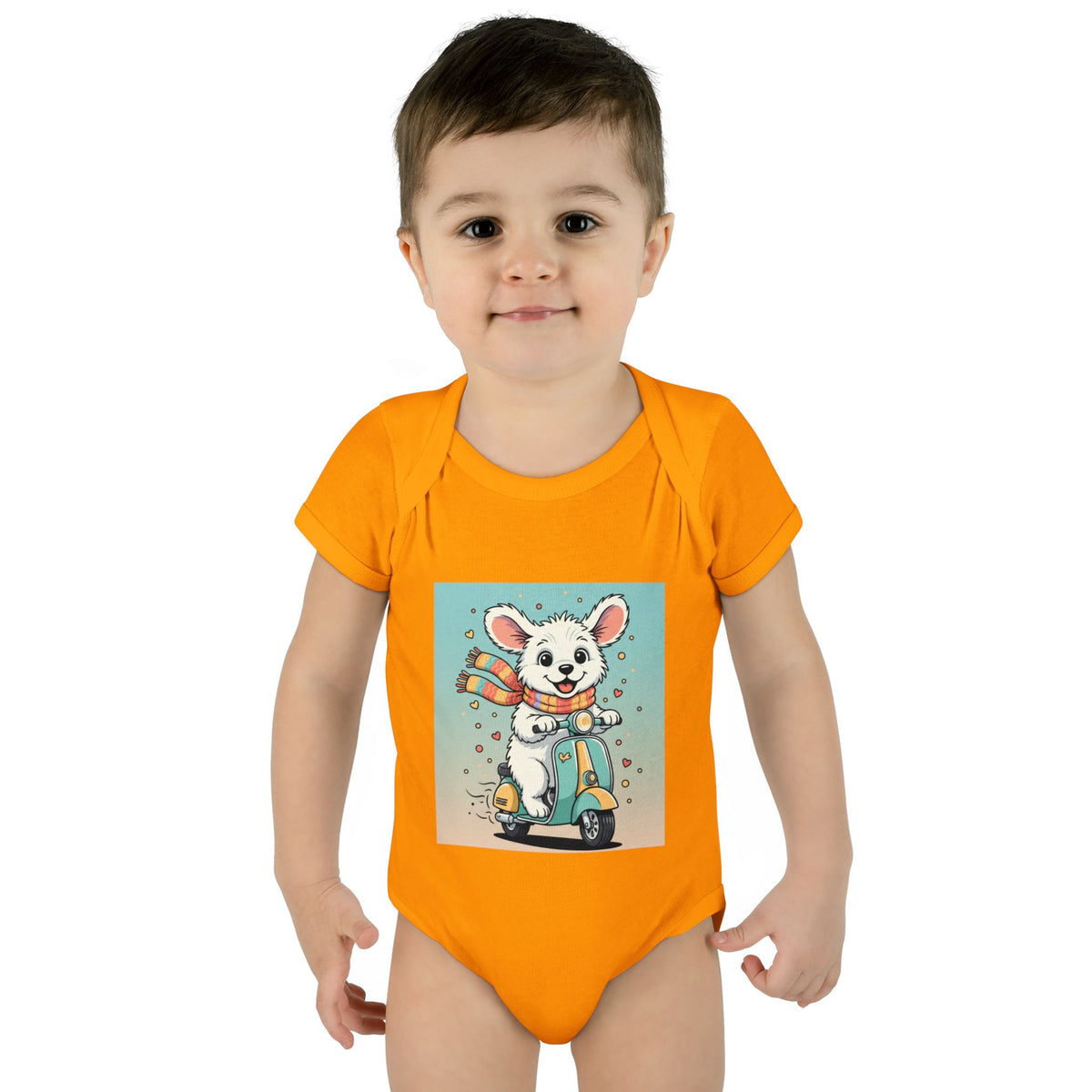 Cute Puppy & his Scooter- Infant Baby Rib Bodysuit- Unisex