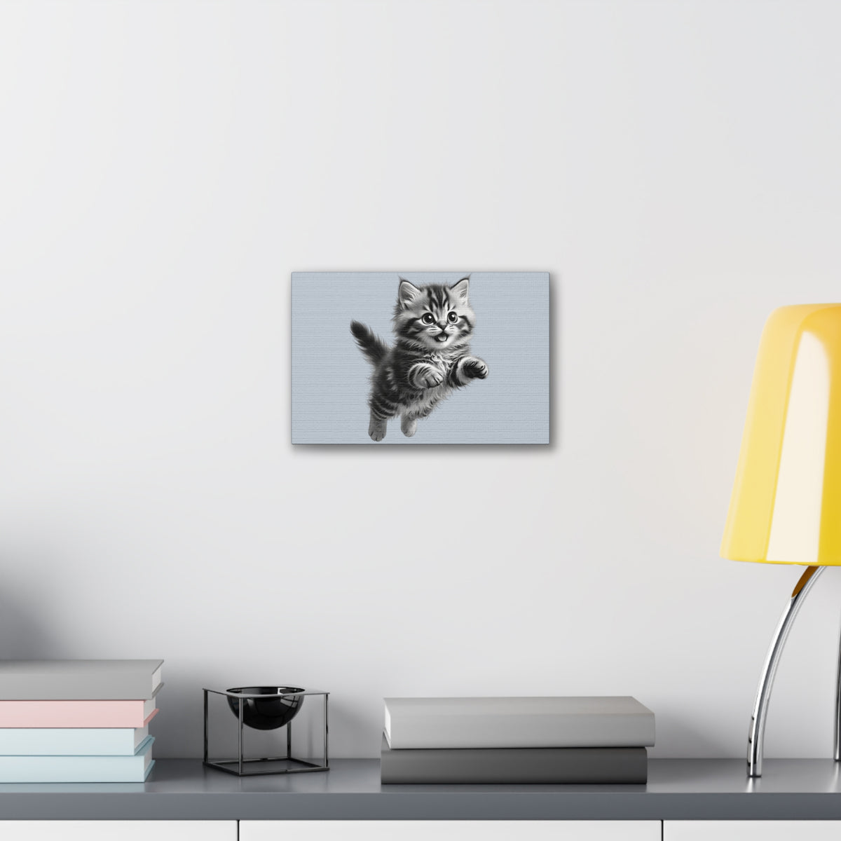 Playful tabby Kitten Canvas- Sage Collection- Bestie Best Decor Collection
