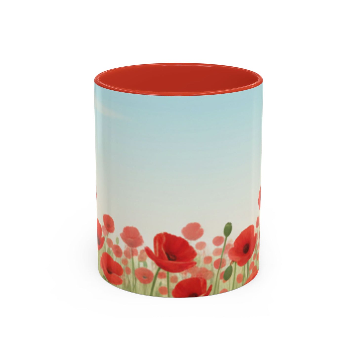 Poppy Field Accent Coffee Mug — Floral 11/15oz Ceramic Morning Cup Bright Uplifting