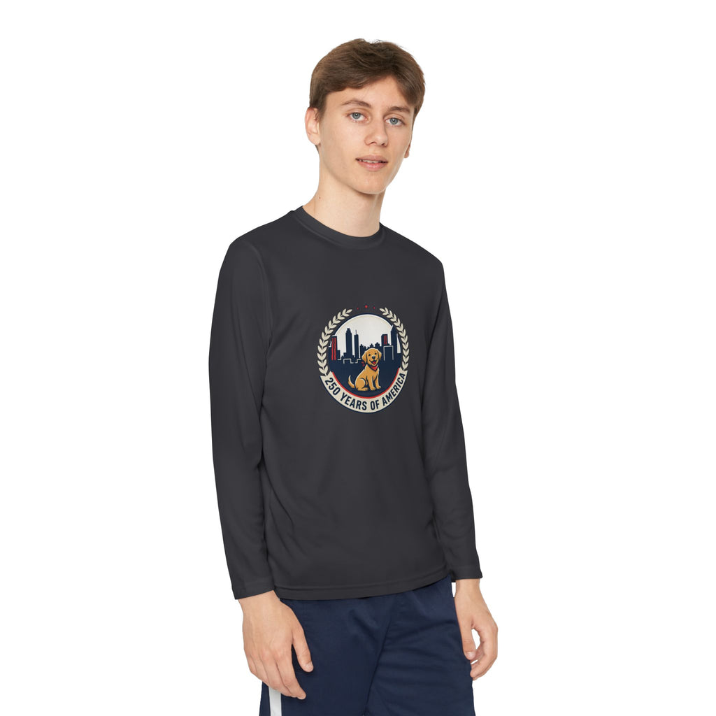 250 Years Celebration With Labrador in City Atlanta Skyline Tee | Youth Long Sleeve