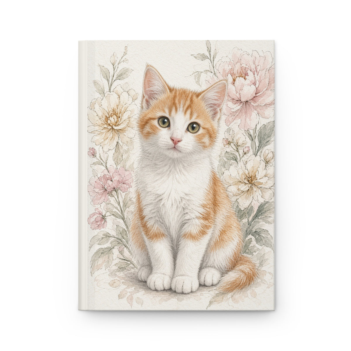 Orange Tabby Kitten Journal | Hardcover Notebook with Floral Illustration- Vienna Bestie Best Collection