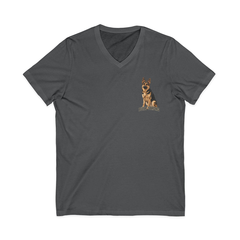 German Shepherd Lover V-Neck Tee — Built Strong Chest Pocket Design
