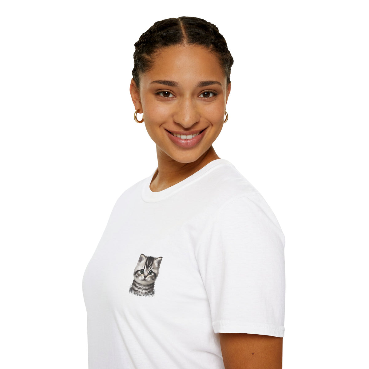 Proper Kitten Portrait T-Shirt | Small Chest Pocket Illustration- Bestie Best Collection
