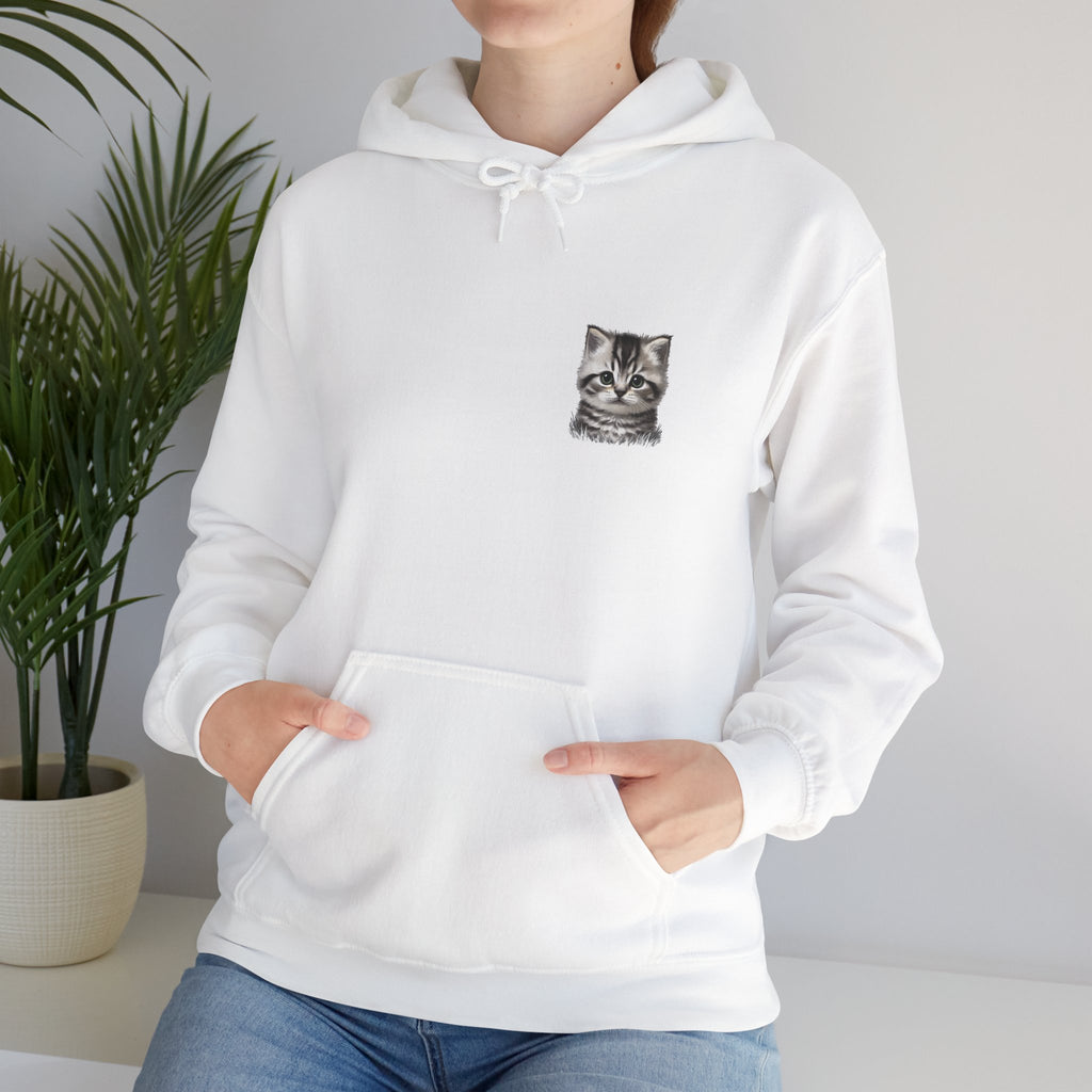 Proper Cat Portrait Illustration Hoodie | Small Chest Print, Bestie Best Collection
