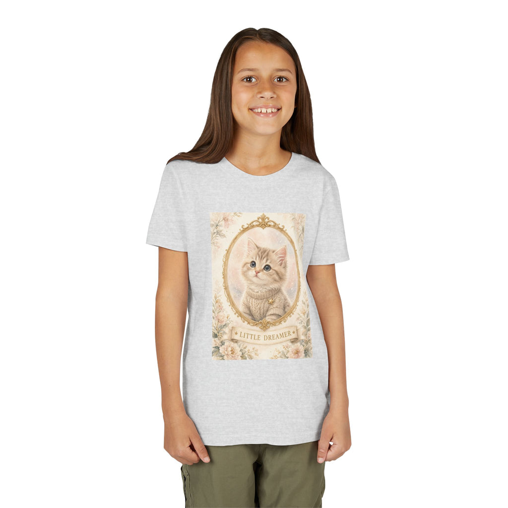 Little Dreamer Kitten Youth Tee | Vintage Floral Portrait, Cute Cat- Bestie Best Luxury Collection