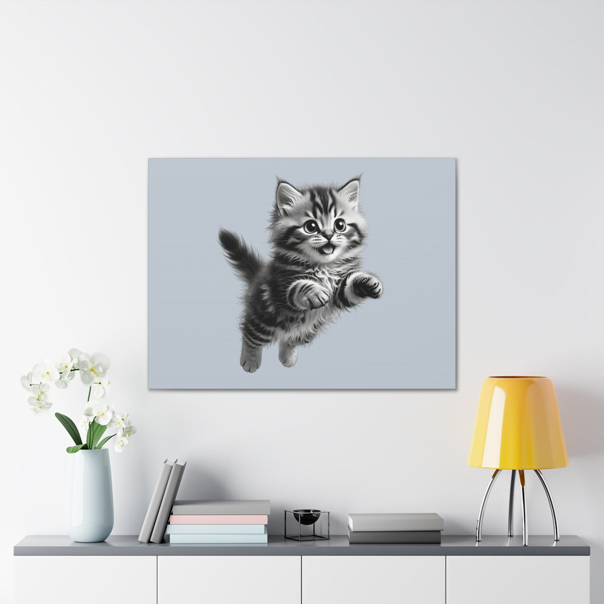Playful tabby Kitten Canvas- Sage Collection- Bestie Best Decor Collection