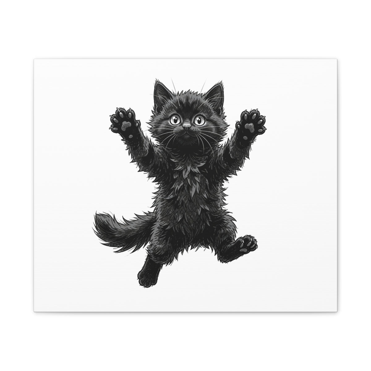 Playful Fluffy Black Kitten Canvas- Twixie Collection- Bestie Best Decor Collection