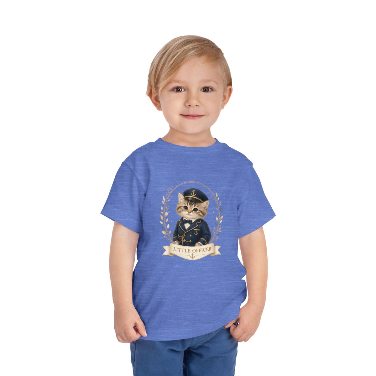 Little Officer Cat toddler tee | kitten captain illustration- Carmen Collection- Bestie Best Luxury Collection