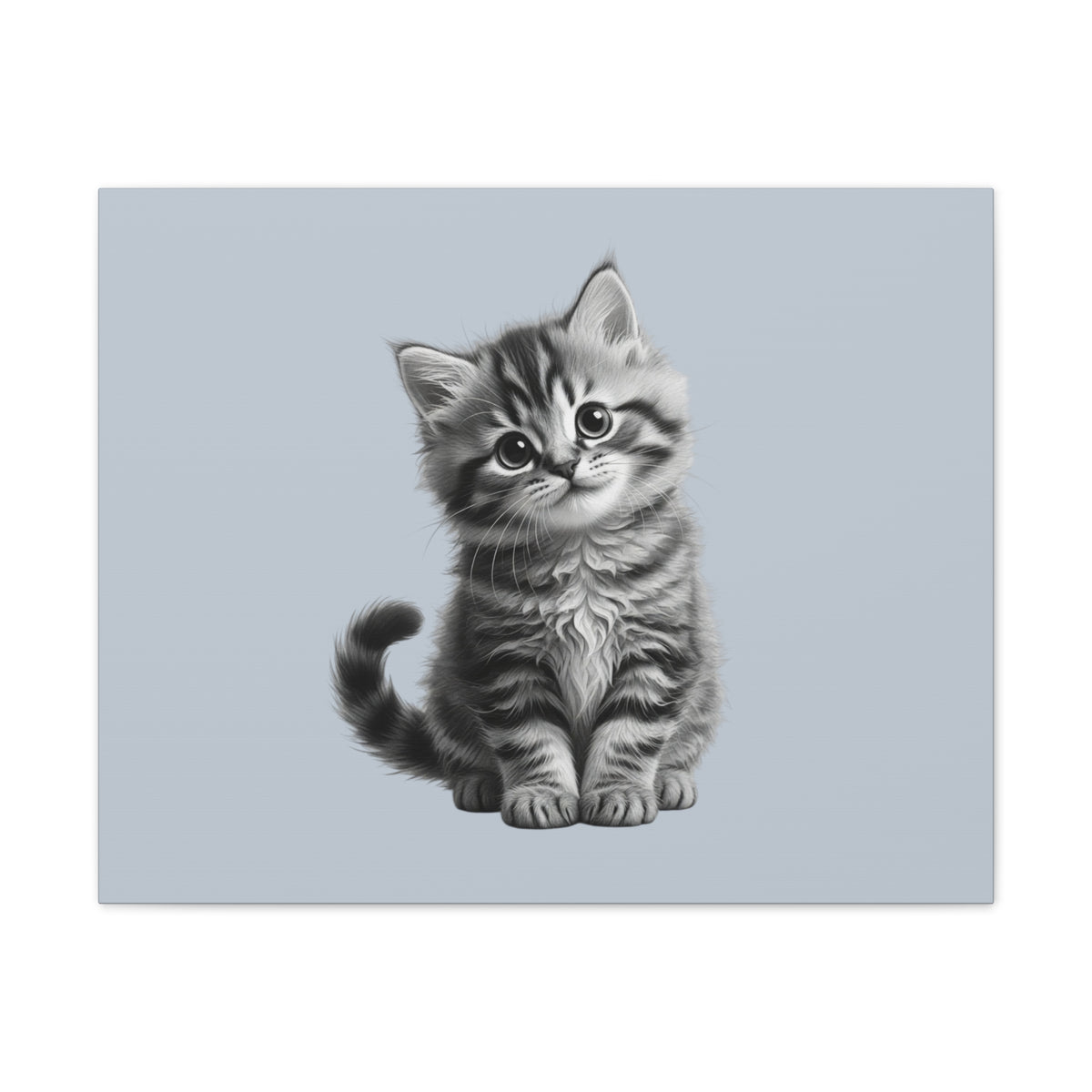 Gray Tabby Kitten Illustration Canvas- Bestie Best Decor Collection- Sage Collection