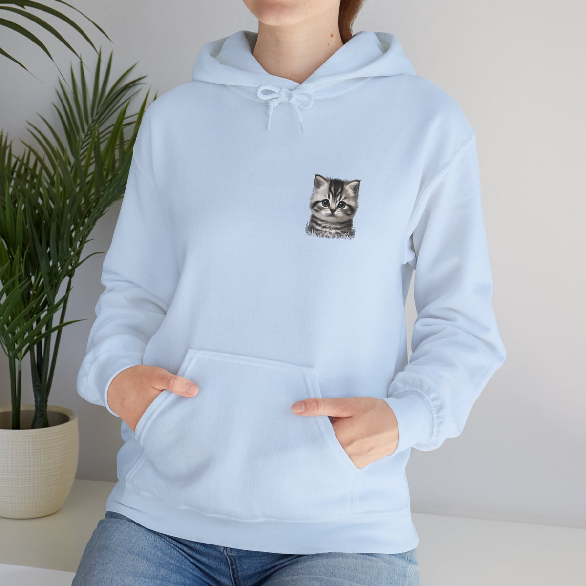 Proper Cat Portrait Illustration Hoodie | Small Chest Print, Bestie Best Collection