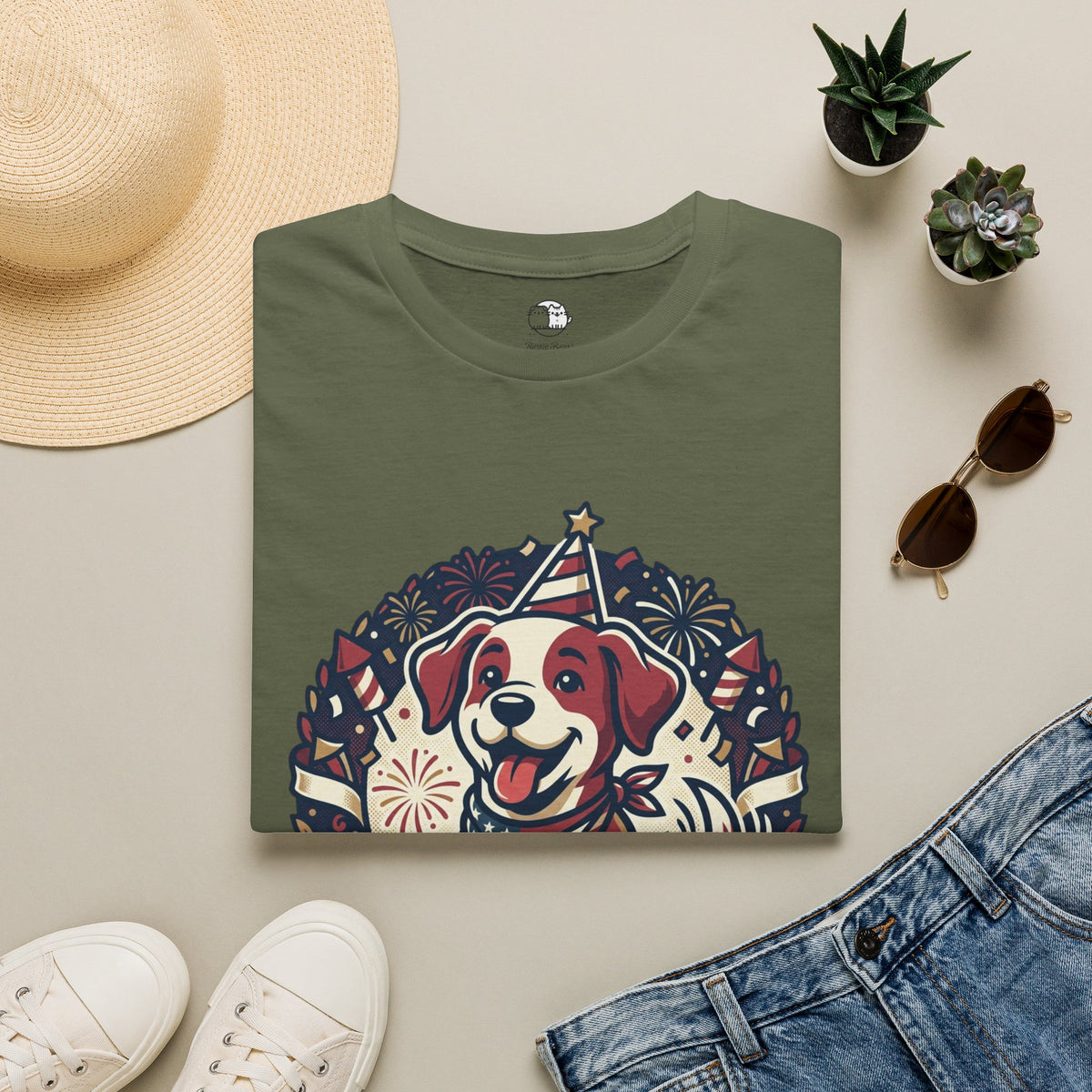 Patriotic Party Dog T-Shirt | 250 Years Celebration Tee