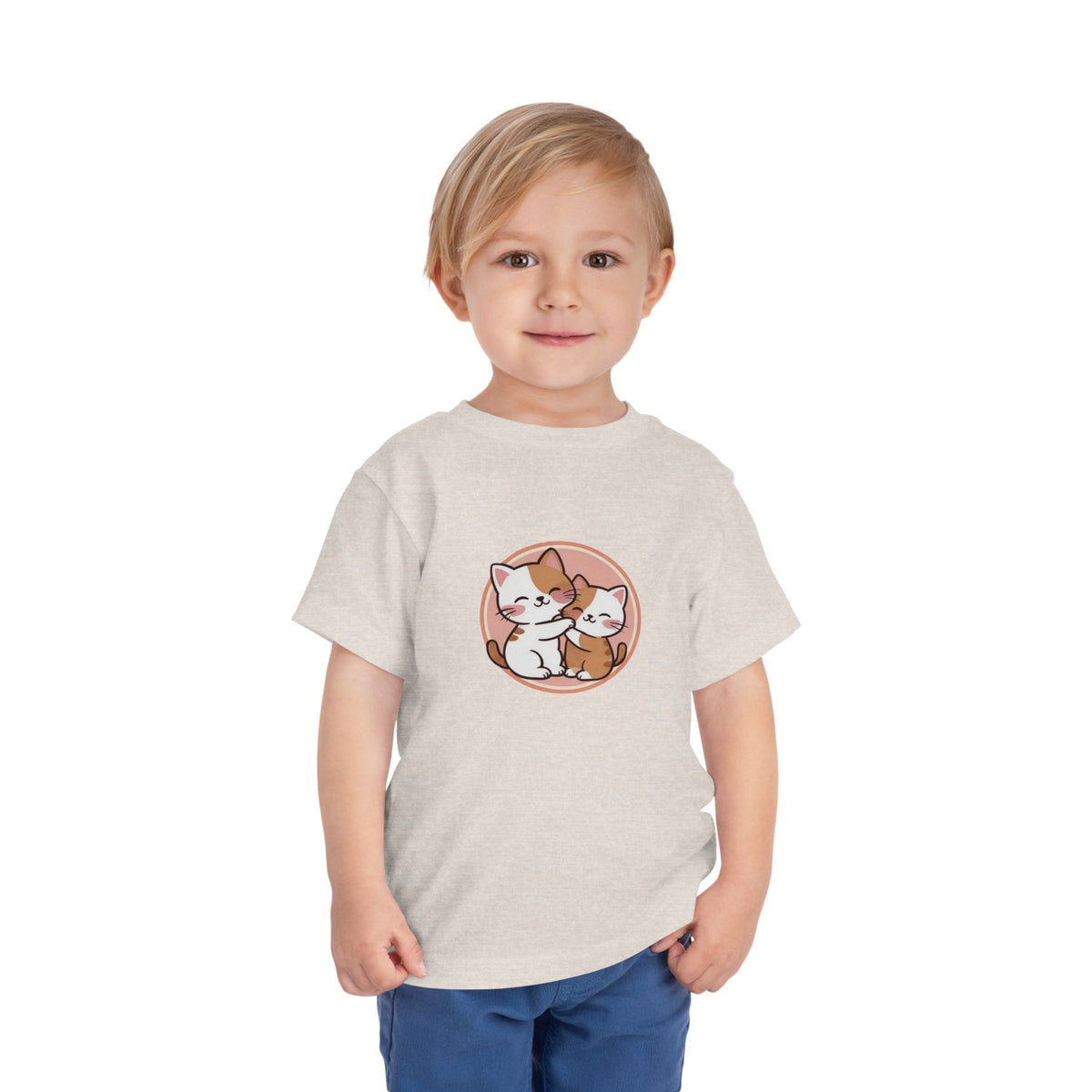 Kawaii Cats Peach Circle Toddler Tee | Atlanta Peach Back Print