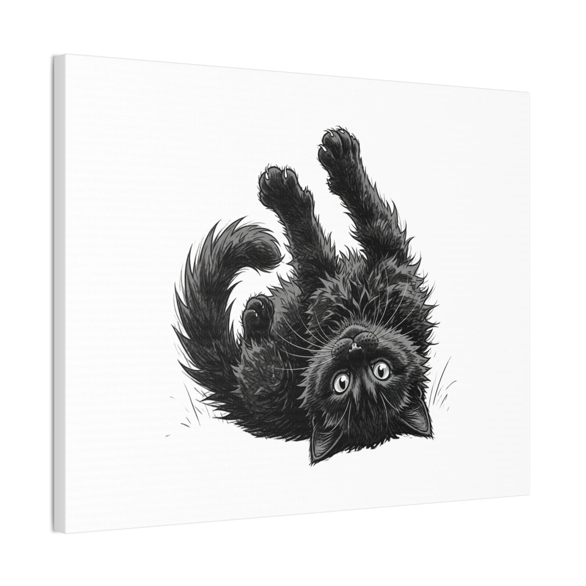 Playful Fluffy Black Kitten Canvas- Twixie Collection- Bestie Best Decor Collection