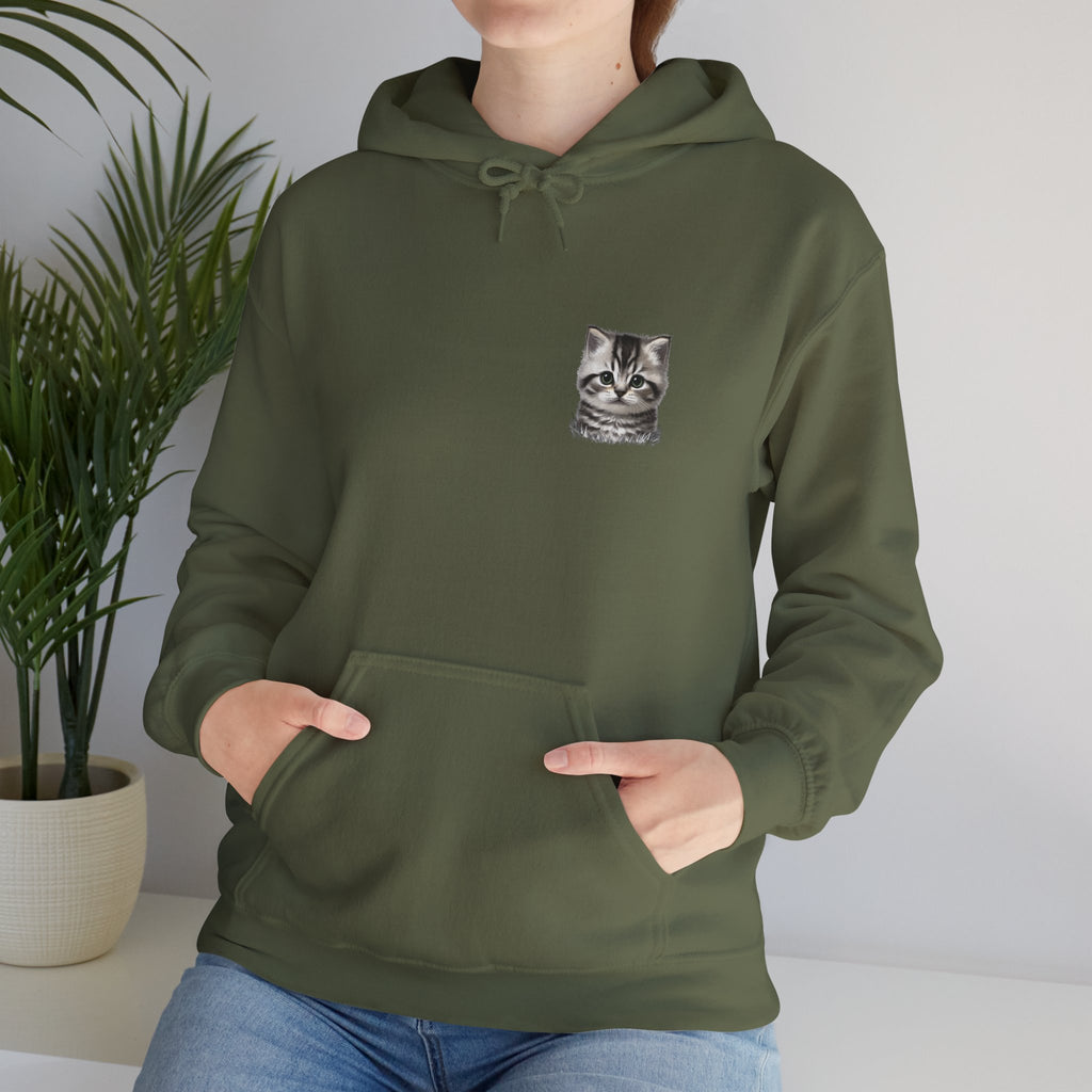 Proper Cat Portrait Illustration Hoodie | Small Chest Print, Bestie Best Collection